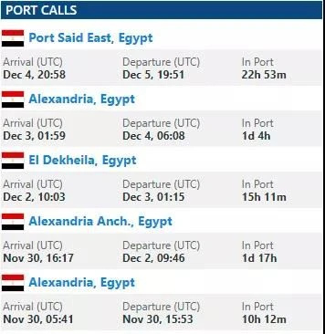 port calls for WADI ALRAYAN